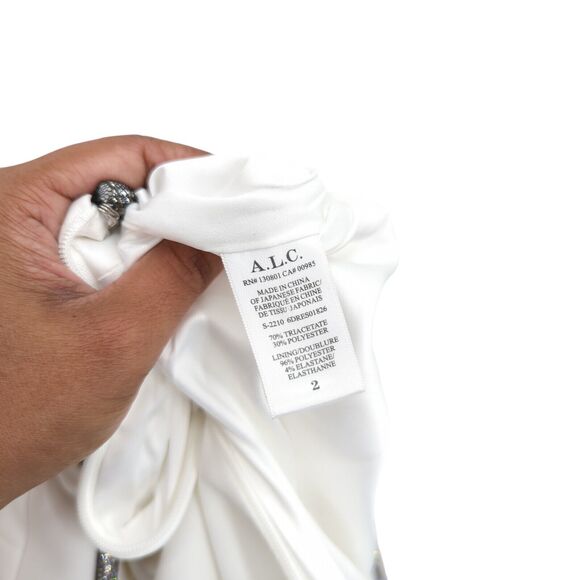 ALC Women 2 Hazel Dress White Crystal Mini Cut Out V Neck Puff Balloon NEW FLAW - Picture 10 of 10